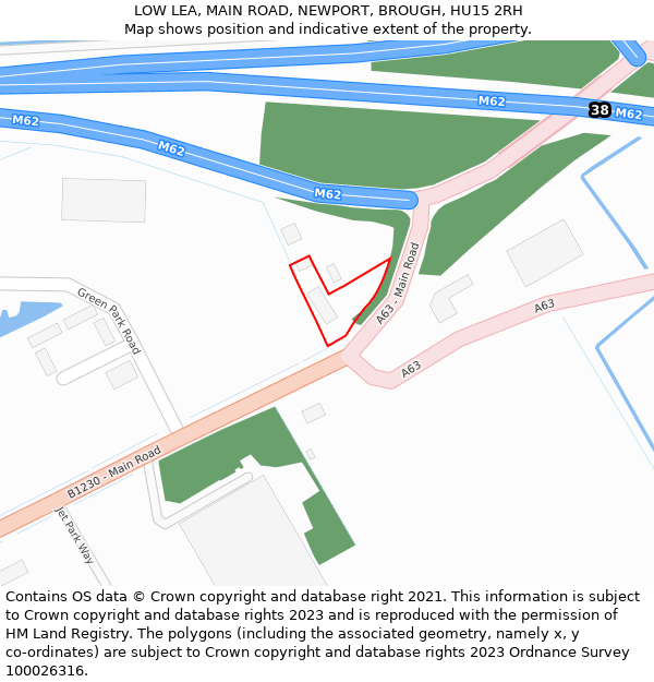 LOW LEA, MAIN ROAD, NEWPORT, BROUGH, HU15 2RH: Location map and indicative extent of plot