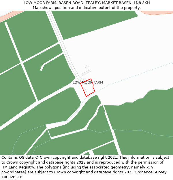 LOW MOOR FARM, RASEN ROAD, TEALBY, MARKET RASEN, LN8 3XH: Location map and indicative extent of plot