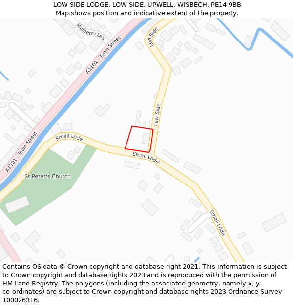 LOW SIDE LODGE, LOW SIDE, UPWELL, WISBECH, PE14 9BB: Location map and indicative extent of plot