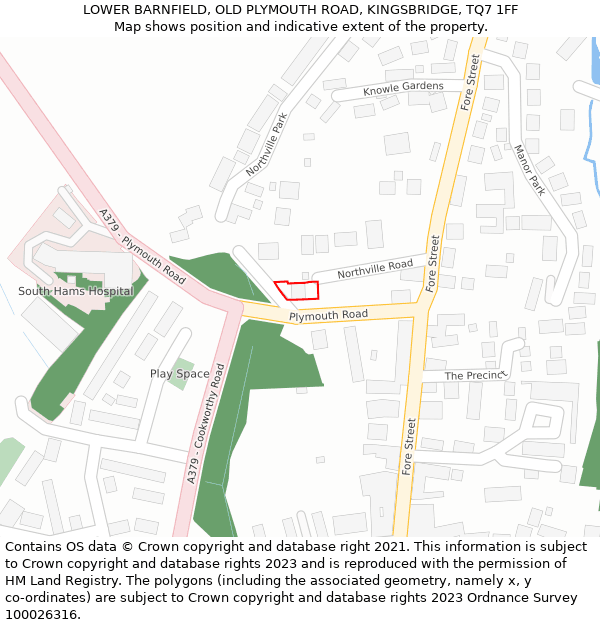 LOWER BARNFIELD, OLD PLYMOUTH ROAD, KINGSBRIDGE, TQ7 1FF: Location map and indicative extent of plot