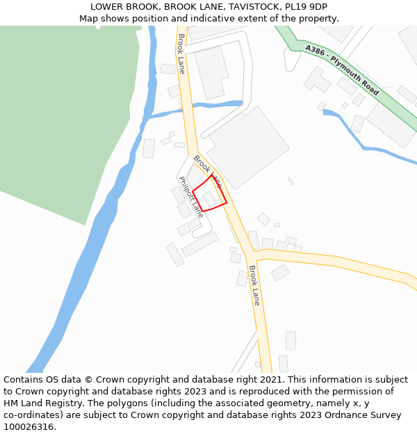 LOWER BROOK, BROOK LANE, TAVISTOCK, PL19 9DP: Location map and indicative extent of plot