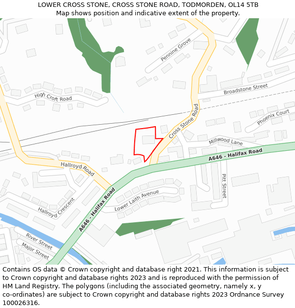 LOWER CROSS STONE, CROSS STONE ROAD, TODMORDEN, OL14 5TB: Location map and indicative extent of plot