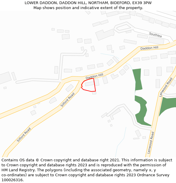 LOWER DADDON, DADDON HILL, NORTHAM, BIDEFORD, EX39 3PW: Location map and indicative extent of plot