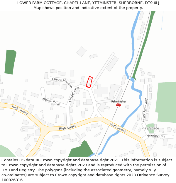 LOWER FARM COTTAGE, CHAPEL LANE, YETMINSTER, SHERBORNE, DT9 6LJ: Location map and indicative extent of plot