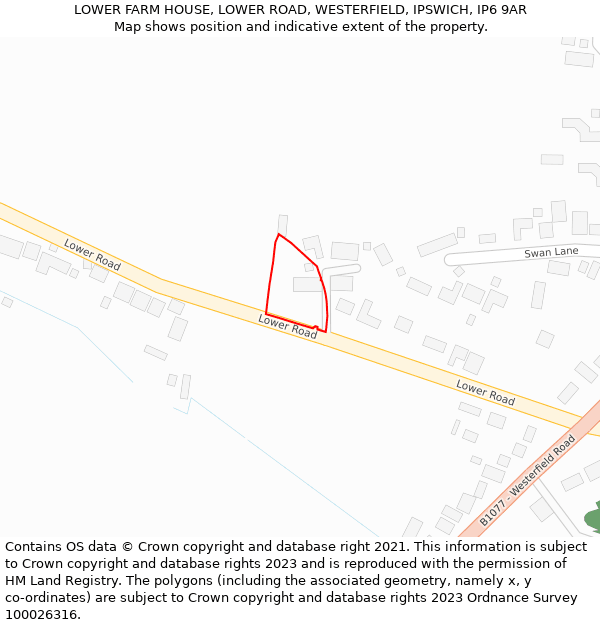 LOWER FARM HOUSE, LOWER ROAD, WESTERFIELD, IPSWICH, IP6 9AR: Location map and indicative extent of plot
