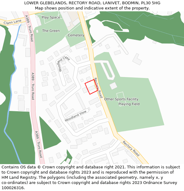 LOWER GLEBELANDS, RECTORY ROAD, LANIVET, BODMIN, PL30 5HG: Location map and indicative extent of plot