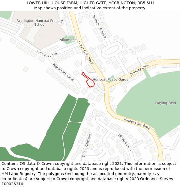 LOWER HILL HOUSE FARM, HIGHER GATE, ACCRINGTON, BB5 6LH: Location map and indicative extent of plot