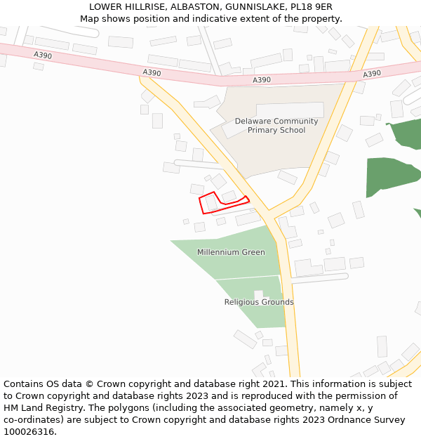 LOWER HILLRISE, ALBASTON, GUNNISLAKE, PL18 9ER: Location map and indicative extent of plot