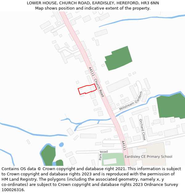 LOWER HOUSE, CHURCH ROAD, EARDISLEY, HEREFORD, HR3 6NN: Location map and indicative extent of plot