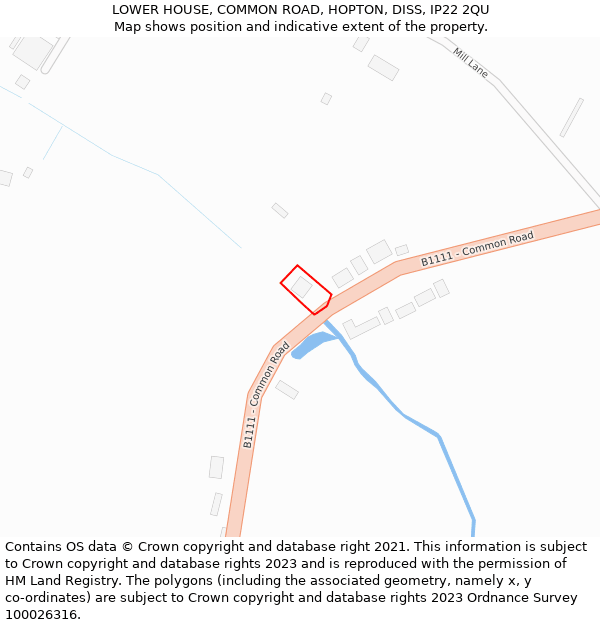 LOWER HOUSE, COMMON ROAD, HOPTON, DISS, IP22 2QU: Location map and indicative extent of plot
