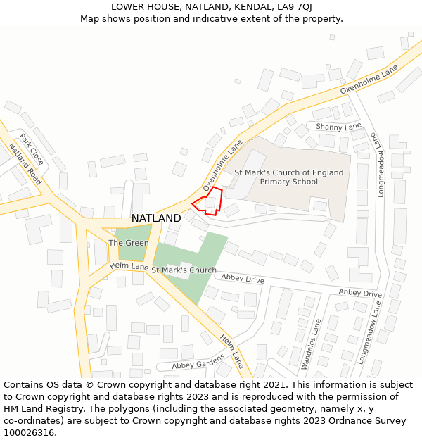 LOWER HOUSE, NATLAND, KENDAL, LA9 7QJ: Location map and indicative extent of plot