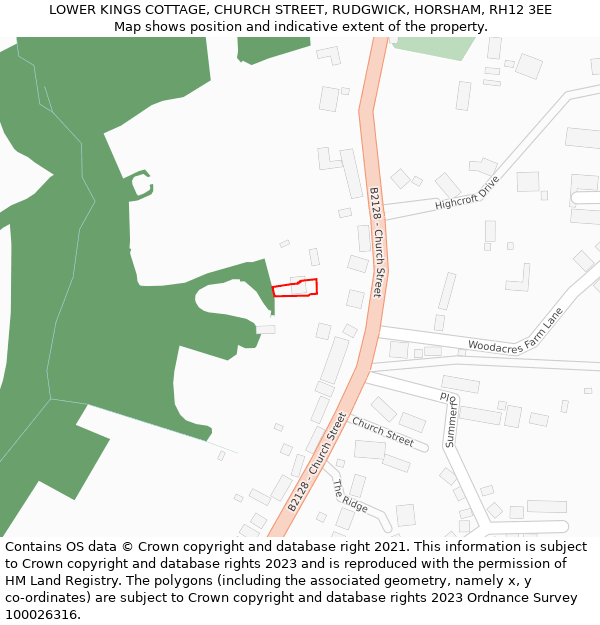 LOWER KINGS COTTAGE, CHURCH STREET, RUDGWICK, HORSHAM, RH12 3EE: Location map and indicative extent of plot