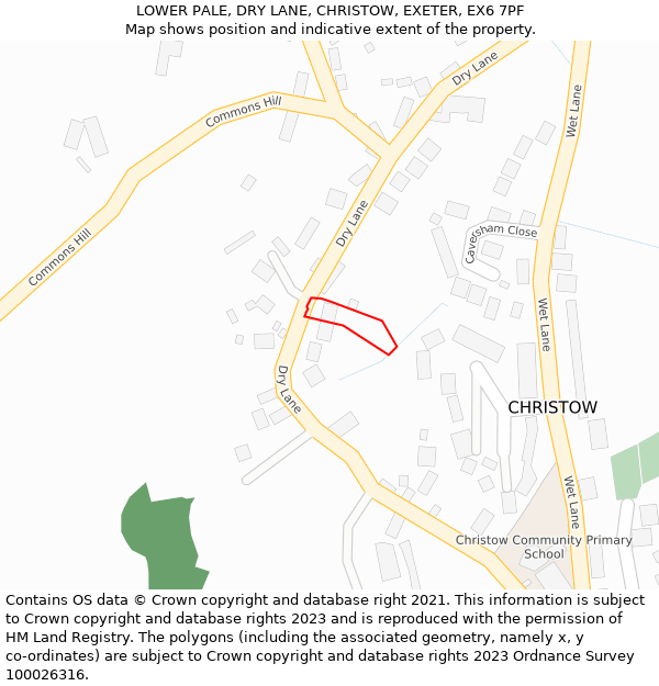 LOWER PALE, DRY LANE, CHRISTOW, EXETER, EX6 7PF: Location map and indicative extent of plot