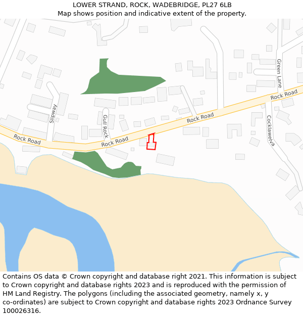 LOWER STRAND, ROCK, WADEBRIDGE, PL27 6LB: Location map and indicative extent of plot