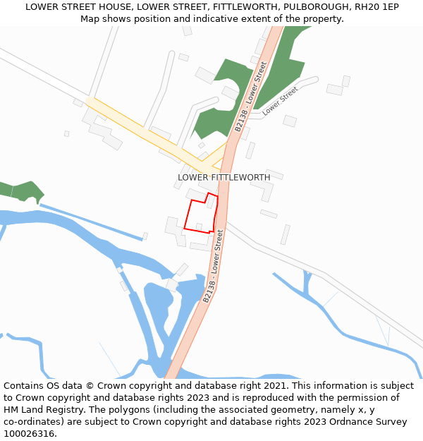 LOWER STREET HOUSE, LOWER STREET, FITTLEWORTH, PULBOROUGH, RH20 1EP: Location map and indicative extent of plot