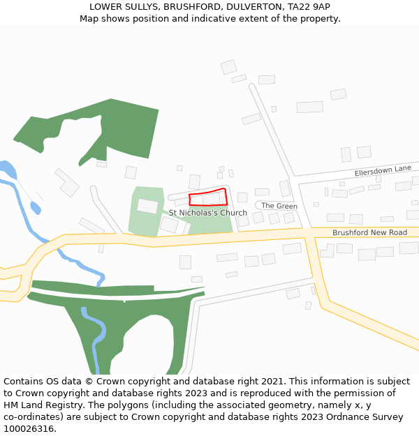 LOWER SULLYS, BRUSHFORD, DULVERTON, TA22 9AP: Location map and indicative extent of plot