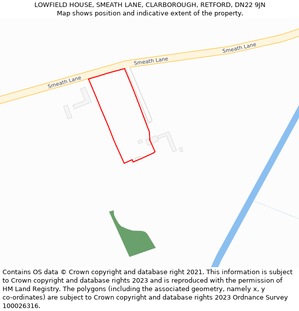 LOWFIELD HOUSE, SMEATH LANE, CLARBOROUGH, RETFORD, DN22 9JN: Location map and indicative extent of plot