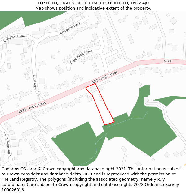 LOXFIELD, HIGH STREET, BUXTED, UCKFIELD, TN22 4JU: Location map and indicative extent of plot