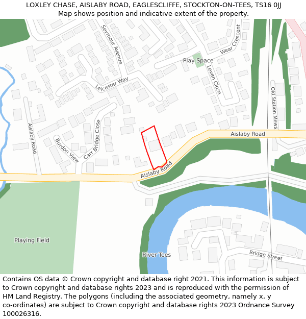 LOXLEY CHASE, AISLABY ROAD, EAGLESCLIFFE, STOCKTON-ON-TEES, TS16 0JJ: Location map and indicative extent of plot