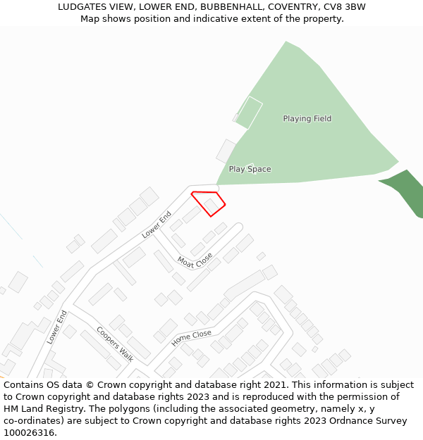 LUDGATES VIEW, LOWER END, BUBBENHALL, COVENTRY, CV8 3BW: Location map and indicative extent of plot