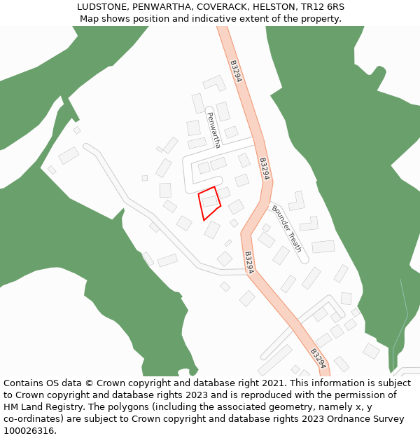LUDSTONE, PENWARTHA, COVERACK, HELSTON, TR12 6RS: Location map and indicative extent of plot