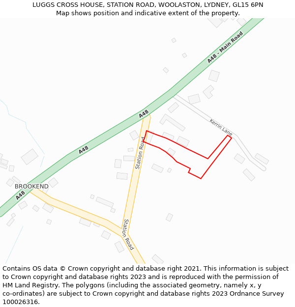 LUGGS CROSS HOUSE, STATION ROAD, WOOLASTON, LYDNEY, GL15 6PN: Location map and indicative extent of plot