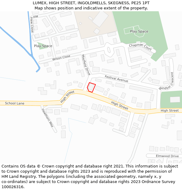 LUMEX, HIGH STREET, INGOLDMELLS, SKEGNESS, PE25 1PT: Location map and indicative extent of plot