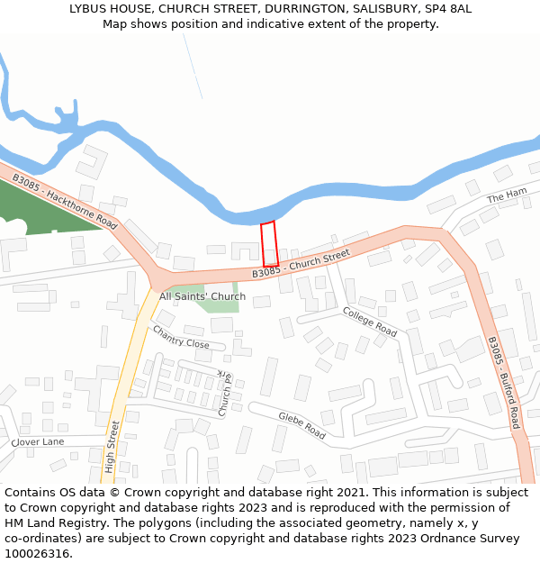LYBUS HOUSE, CHURCH STREET, DURRINGTON, SALISBURY, SP4 8AL: Location map and indicative extent of plot