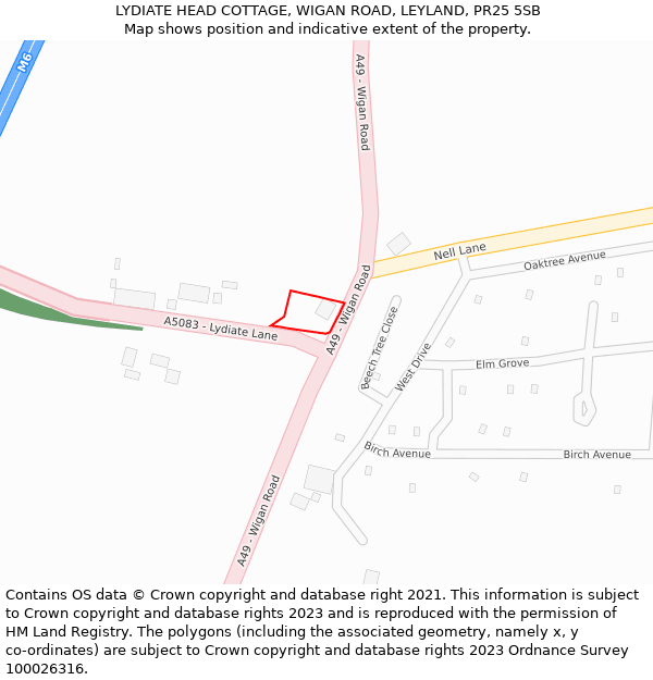 LYDIATE HEAD COTTAGE, WIGAN ROAD, LEYLAND, PR25 5SB: Location map and indicative extent of plot