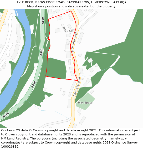 LYLE BECK, BROW EDGE ROAD, BACKBARROW, ULVERSTON, LA12 8QP: Location map and indicative extent of plot