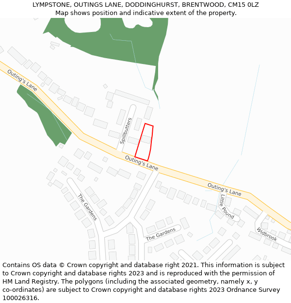 LYMPSTONE, OUTINGS LANE, DODDINGHURST, BRENTWOOD, CM15 0LZ: Location map and indicative extent of plot