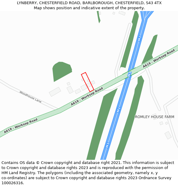 LYNBERRY, CHESTERFIELD ROAD, BARLBOROUGH, CHESTERFIELD, S43 4TX: Location map and indicative extent of plot