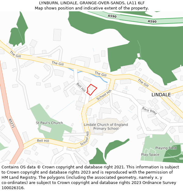 LYNBURN, LINDALE, GRANGE-OVER-SANDS, LA11 6LF: Location map and indicative extent of plot