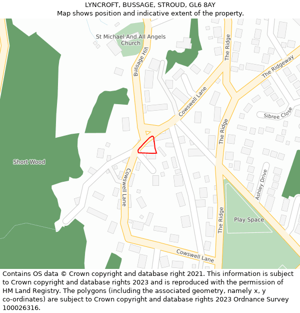 LYNCROFT, BUSSAGE, STROUD, GL6 8AY: Location map and indicative extent of plot