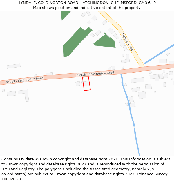 LYNDALE, COLD NORTON ROAD, LATCHINGDON, CHELMSFORD, CM3 6HP: Location map and indicative extent of plot