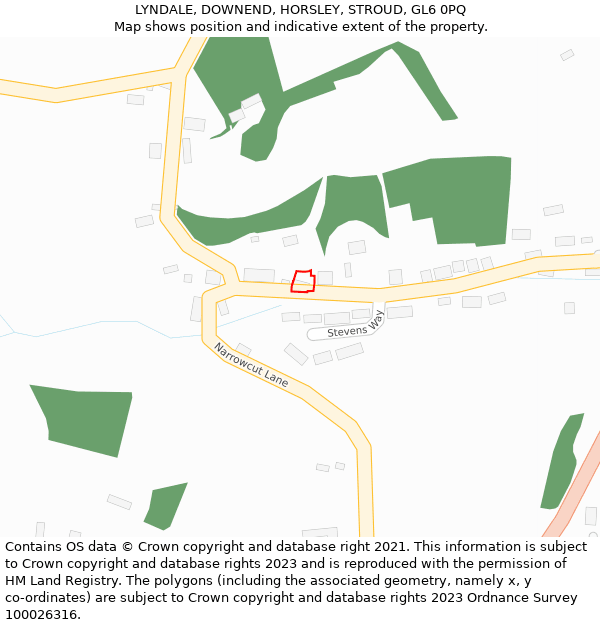 LYNDALE, DOWNEND, HORSLEY, STROUD, GL6 0PQ: Location map and indicative extent of plot