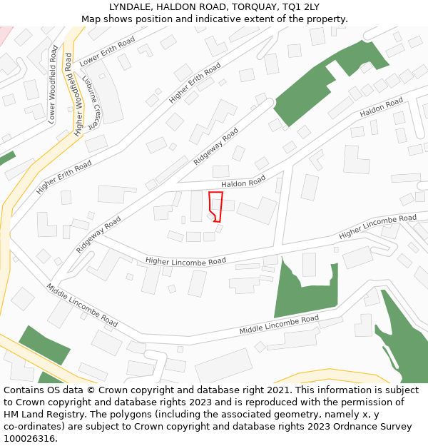 LYNDALE, HALDON ROAD, TORQUAY, TQ1 2LY: Location map and indicative extent of plot