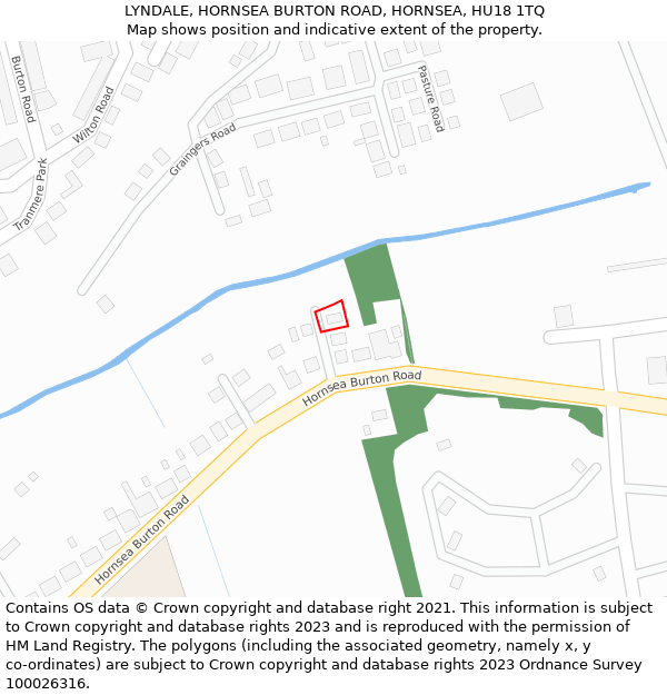 LYNDALE, HORNSEA BURTON ROAD, HORNSEA, HU18 1TQ: Location map and indicative extent of plot