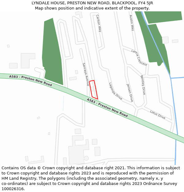 LYNDALE HOUSE, PRESTON NEW ROAD, BLACKPOOL, FY4 5JR: Location map and indicative extent of plot