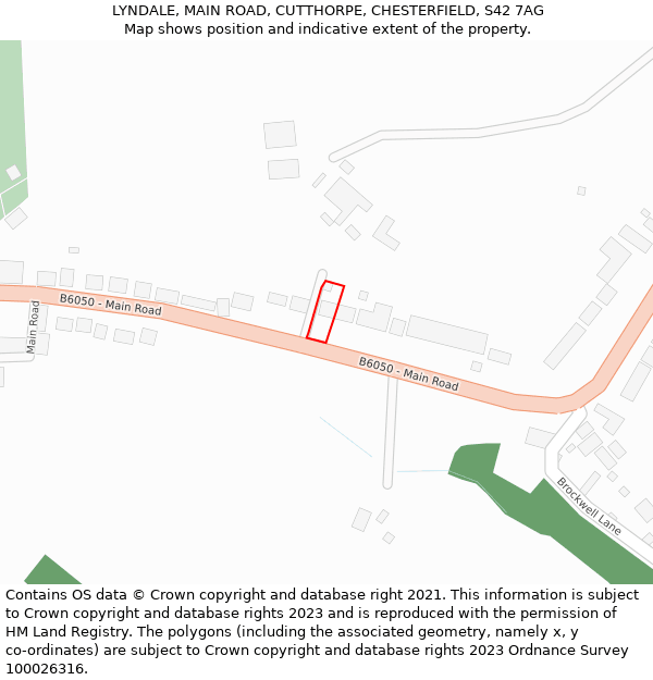LYNDALE, MAIN ROAD, CUTTHORPE, CHESTERFIELD, S42 7AG: Location map and indicative extent of plot