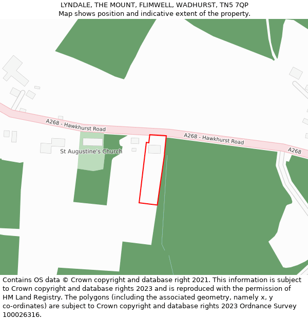 LYNDALE, THE MOUNT, FLIMWELL, WADHURST, TN5 7QP: Location map and indicative extent of plot