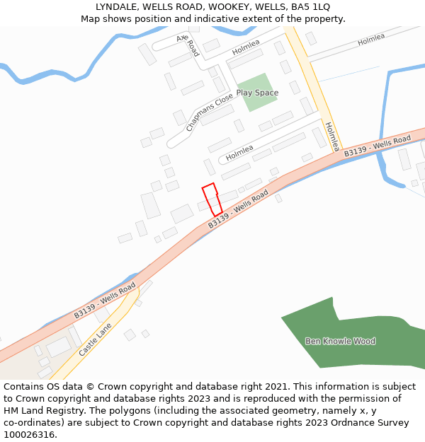 LYNDALE, WELLS ROAD, WOOKEY, WELLS, BA5 1LQ: Location map and indicative extent of plot