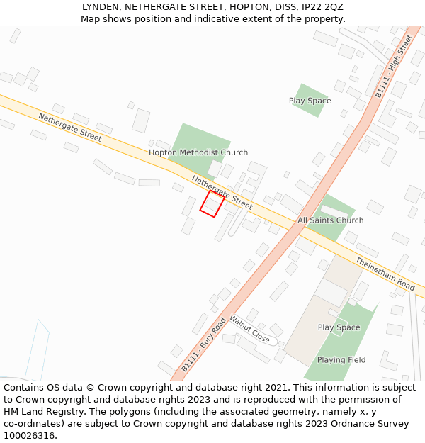 LYNDEN, NETHERGATE STREET, HOPTON, DISS, IP22 2QZ: Location map and indicative extent of plot