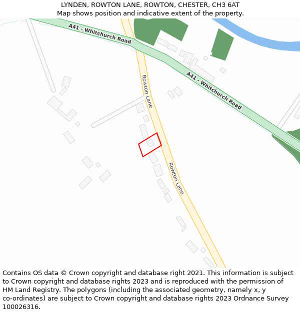 LYNDEN, ROWTON LANE, ROWTON, CHESTER, CH3 6AT: Location map and indicative extent of plot