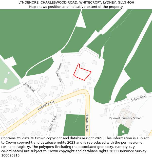 LYNDENORE, CHARLESWOOD ROAD, WHITECROFT, LYDNEY, GL15 4QH: Location map and indicative extent of plot