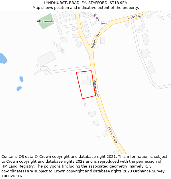 LYNDHURST, BRADLEY, STAFFORD, ST18 9EA: Location map and indicative extent of plot