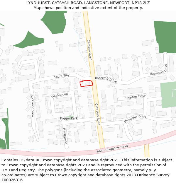 LYNDHURST, CATSASH ROAD, LANGSTONE, NEWPORT, NP18 2LZ: Location map and indicative extent of plot