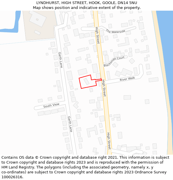 LYNDHURST, HIGH STREET, HOOK, GOOLE, DN14 5NU: Location map and indicative extent of plot