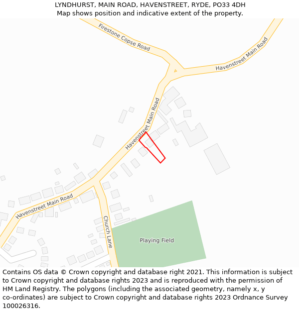 LYNDHURST, MAIN ROAD, HAVENSTREET, RYDE, PO33 4DH: Location map and indicative extent of plot