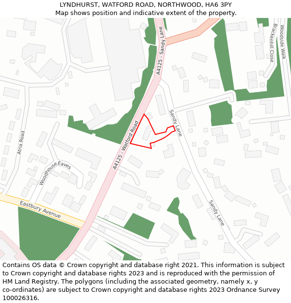 LYNDHURST, WATFORD ROAD, NORTHWOOD, HA6 3PY: Location map and indicative extent of plot